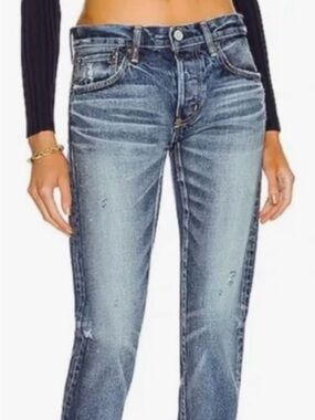 Moussy Vintage Keller Tapered Ankle Blue Distressed Jeans